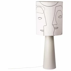 HKliving Abat-jour cylindre Visage en lin Naturel Online