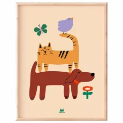 Enfant Ma petite vie Décoration Murale|Déco Murale Enfant|Affiche Chien, Chat et Oiseau |