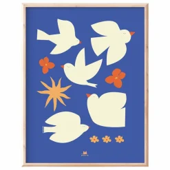 Ma petite vie Affiche Les Oiseaux Bleu foncé Discount