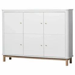 Clearance Oliver Furniture Armoire multi-rangement 3 portes en chêne | Blanc