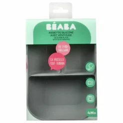New Béaba Assiette compartimentée en silicone | Gris anthracite