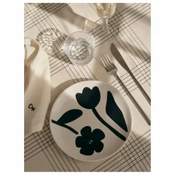 Sale Broste Copenhagen Assiette en grès Flora | Noir