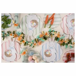 Clearance Meri Meri Assiettes en carton Lapin avec son panier d'œufs de Pâques - Set de 8 Multicolore