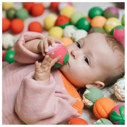 Oli & Carol Hochets Et Anneaux De Dentition|Jouets D'Éveil|Balles sensorielles Salade de légumes - Lot de 3