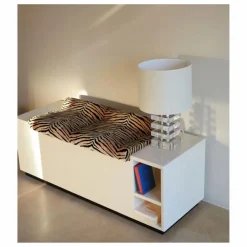 The Socialite Family Chaises, Tabourets, Bancs|Banc coffre Cameleon en bois laqué et velours tigre |