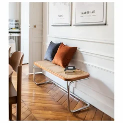 Clearance The Socialite Family Banc Panchina cannage et métal chromé Naturel