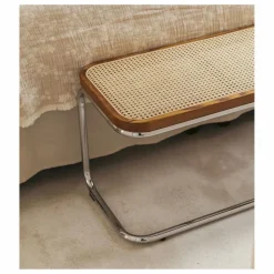 Clearance The Socialite Family Banc Panchina cannage et métal chromé Naturel