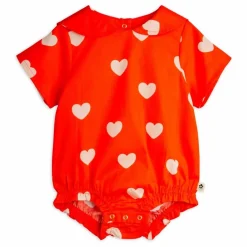 Outlet Mini Rodini Barboteuse Cœurs Coton Bio | Rouge