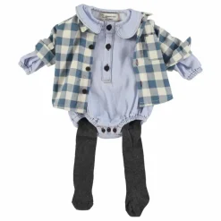 Piupiuchick Barboteuse en Jean Col Claudine | Bleu Clair Best