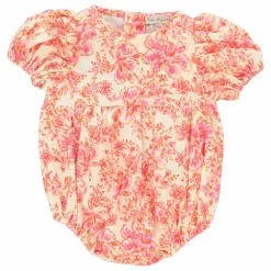 Discount Bebe Organic Barboteuse Fleurs Coton Bio | Corail