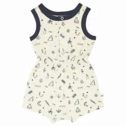 Hot the new society Barboteuse Francis Motifs Coton Bio | Blanc