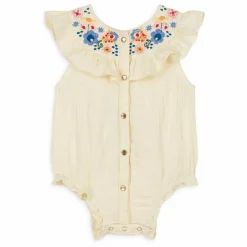 Louise Misha Barboteuse Jade Gaze de Coton Bio | Crème Clearance