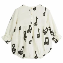 Mini Rodini Barboteuse Notes Coton Bio | Blanc Best