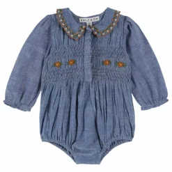 Emile et Ida Barboteuse Smockée | Bleu Best