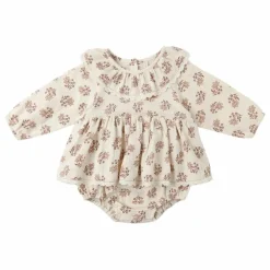 Quincy Mae Bodies, Combinaisons|Combinaisons Et Bodies|Barboteuse Volants Fleurie Gaze de Coton Bio |