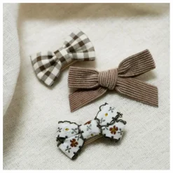 Gentil Coquelicot Barrettes Fleurs - Set de 3 Taupe New