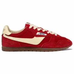 Autry Basket Windspin Low Bicolore Suède et Cuir | Rouge Outlet