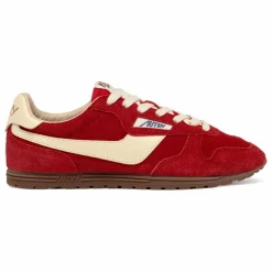 Autry Basket Windspin Low Bicolore Suède et Cuir | Rouge Outlet