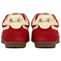 Autry Basket Windspin Low Bicolore Suède et Cuir | Rouge Outlet