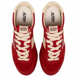 Autry Basket Windspin Low Bicolore Suède et Cuir | Rouge Outlet