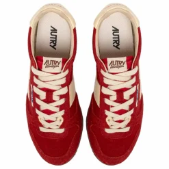 Autry Basket Windspin Low Bicolore Suède et Cuir | Rouge Outlet