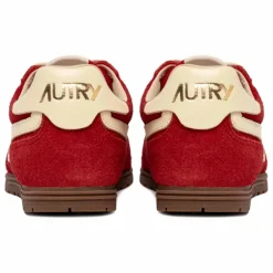 Autry Basket Windspin Low Bicolore Suède et Cuir | Rouge Outlet