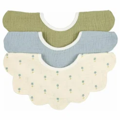 Soft Spot Bavoirs pétale Periwinkle en coton bio - Set de 3 | Bleu