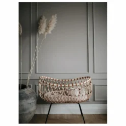 Bermbach Handcrafted Berceau Emil en rotin - Liens cuir Naturel Discount