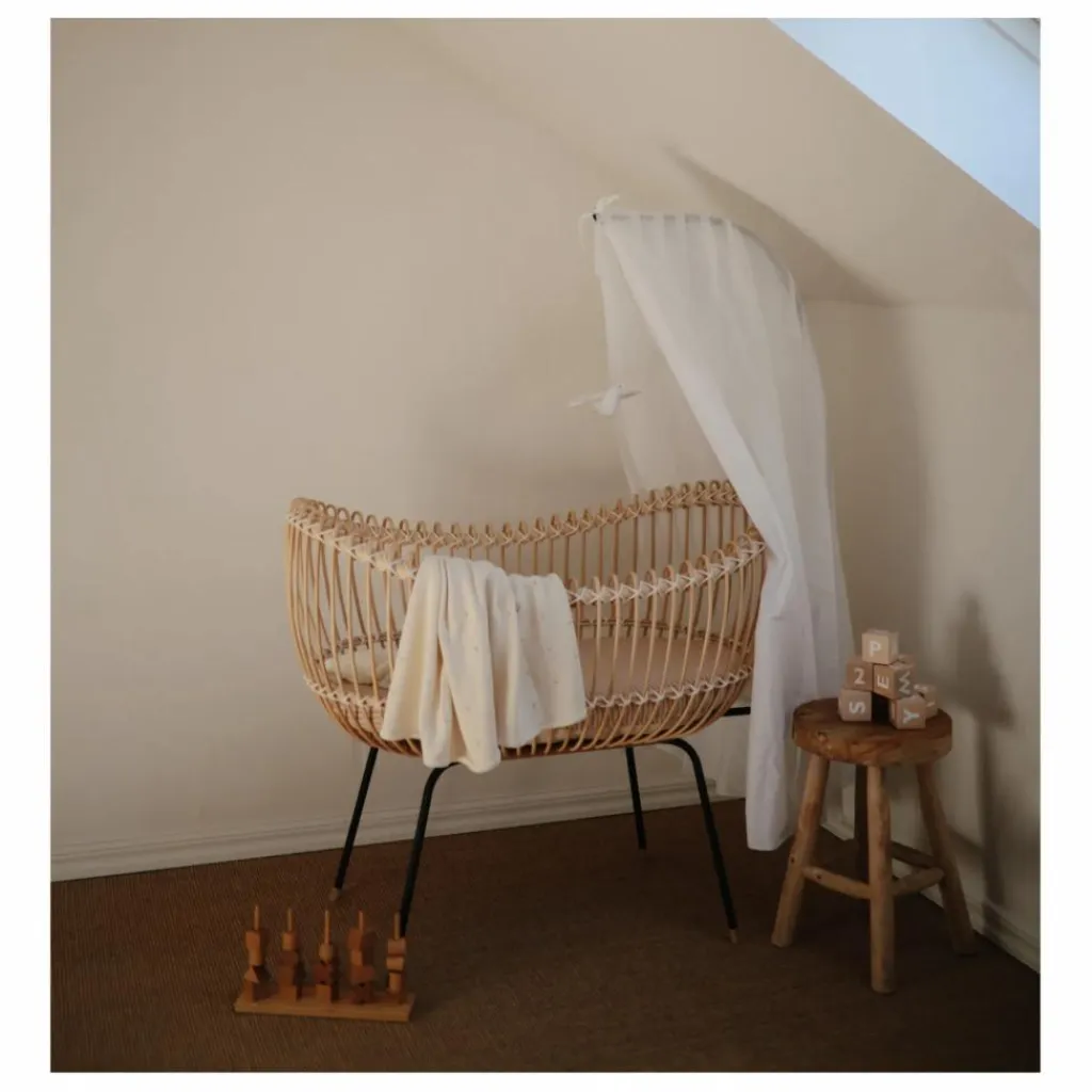 Bermbach Handcrafted Berceau Lola en rotin - Liens coton