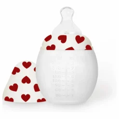 Discount Elhée Biberon en silicone médical et tétine physiologique Full of Love Rouge