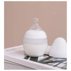 Elhée Biberon en silicone médical et tétine physiologique Blanc