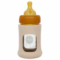 Hevea Biberon en verre à col large avec housse de protection Débit lent | Sable Outlet