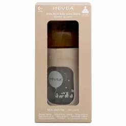 Hevea Biberon en verre à col large avec housse de protection Débit lent | Sable Outlet