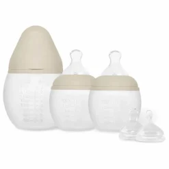 New Elhée Biberons en silicone médical et tétine physiologique - Set de 3 | Sable
