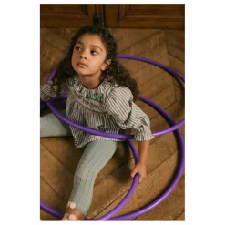 Louise Misha Blouse Antonella Rayée Coton Bio | Vert amande Outlet