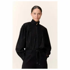 Leon & Harper Blouse Chana Rayée Métallisée | Noir Clearance