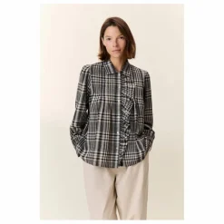 Leon & Harper Blouse Claus Carreaux Coton Bio | Gris New