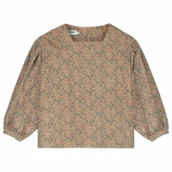 Hot Tangerine Blouse Col Carré Fleurie | Beige