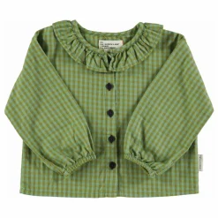 Piupiuchick Blouse Col Carreaux Coton Bio | Vert Sale