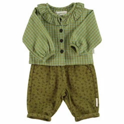 Piupiuchick Blouse Col Carreaux Coton Bio | Vert Sale