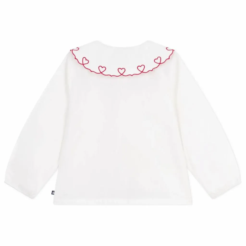 New Petit Bateau Blouse Col Cœurs Coton Bio | Blanc