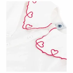 New Petit Bateau Blouse Col Cœurs Coton Bio | Blanc