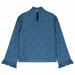 Tangerine Blouse Col Volants Liberty | Bleu Discount