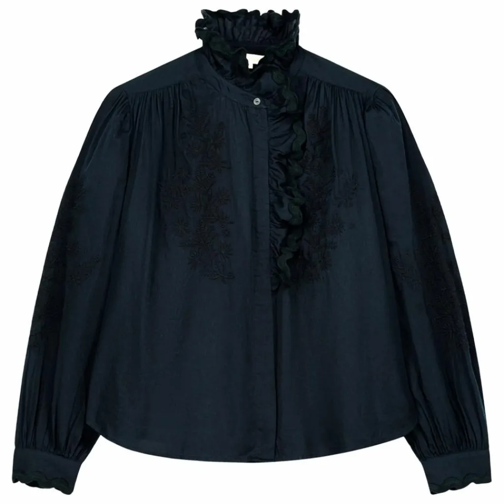 New Louise Misha Blouse Cora Voile de Coton Bio - Collection Femme | Noir