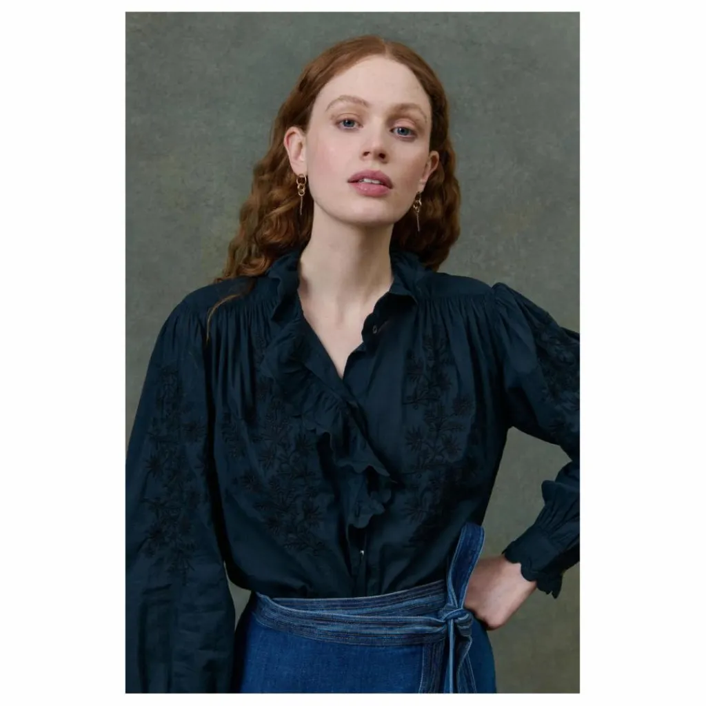 New Louise Misha Blouse Cora Voile de Coton Bio - Collection Femme | Noir