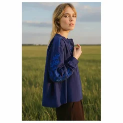 Sacrécoeur Blouse Ella Calypso Brodée | Bleu Sale