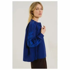 Sacrécoeur Blouse Ella Calypso Brodée | Bleu Sale