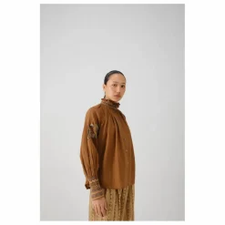 CORD Blouse Farmer Bloom Brodée | Vieux Rose Discount