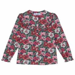 Outlet Tartine et Chocolat Blouse Fleurie Col Volants | Magenta