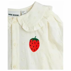 Sale Mini Rodini Blouse Fraise Coton Bio | Blanc